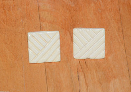vintage ceramic square pierced earrings yellow - £1.54 GBP