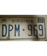 Original Virginia August 1980 License Plate with original sticker Blue o... - $12.82