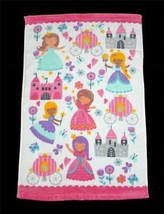 Light &amp; Dark-Skinned Princesses Castles Carriages Flowers Colorful HAND Towel - £12.05 GBP