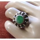 Primary image for Gorgeous Vintage Asian Silver and Jade Ring with Adjustable Band