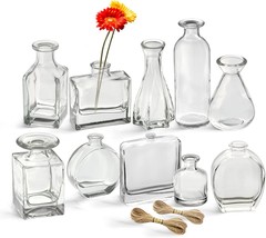 Clear Mini Vase Set (10 Clear), Paisener Bud Vases Set Of 10, Small Glass Vase - £32.83 GBP