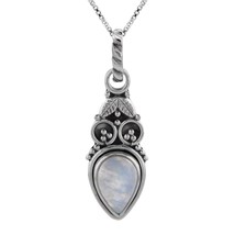 Teardrop Moonstone Pendant 925 Silver Necklace - £22.02 GBP