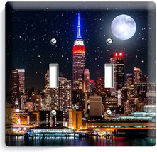 Manhattan Empire State Building Starry Night Double Light Switch Wallplate Decor - £11.14 GBP