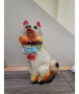RARE Large vintage chalkware Collie dog BANK ceramic Carnival Circus Sta... - $39.60