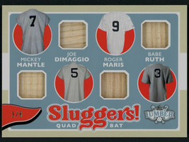 2024 Leaf Sluggers Mantle/DiMaggio/Maris/Ruth Game-Used Quad Bat #3/6 Yankees - $692.99