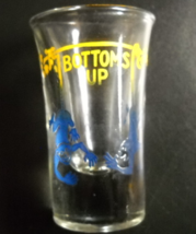 Bottoms Up Shot Glass Blue Monkeys Hanging From Yellow Print Flared Clea... - £7.87 GBP