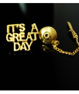 Boss Tie tack Gift Its a GREAT day motivational VINTAGE Gold with chain ... - £58.99 GBP