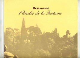 Restaurant l&#39;Enclos de la Fontaine Menu Hotel Imperator Nimes France  - £71.32 GBP