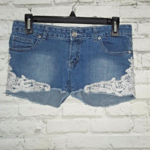 Crystal Vogue Shorts Juniors 7 Low Rise Cut Off Shorts Crochet Lace - £14.34 GBP