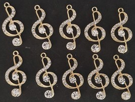 Jeweled Golden Treble Clef Pendants Music Notes Jewelry Decor S24b Select Number - $2.96+