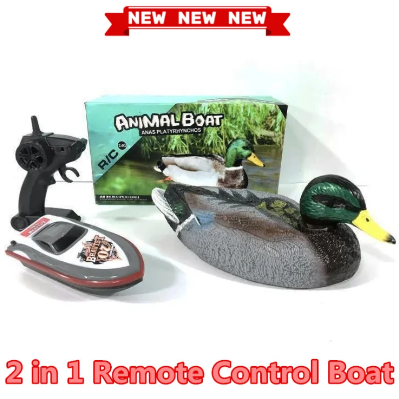 2 in 1 Animal RC Toys Greenhead Duck Remote Control Boats 15km/h Waterproof - £53.57 GBP