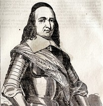 Peter Stuyvesant Portrait 1845 Wood Engraving Victorian Revolution DWY9A - $56.06 CAD