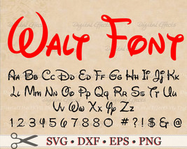WALT SVG Font, Svg Dxf, Eps, Png, Disney INSPIRED 68 Files Include 52 Alphabet,  - £2.34 GBP
