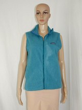 Patagonia Teal Blue Nubby Fleece Full Zip Vest Size Kids 14  *** - £17.25 GBP