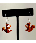 Murano Glass Handcrafted Unique Jewelry, Squirrel Earrings &amp; 925 Sterlin... - $54.57 CAD
