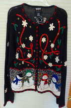 Ugly Christmas Sweater Winner Large Women&#39;s Front + Back Embellished App... - $70.39