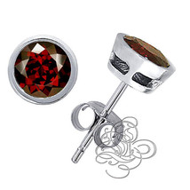 Men/Women&#39;s 2.29CT 14K Solid Gold Bezel Natural Garnet Round Cut Stud Earrings - £179.84 GBP