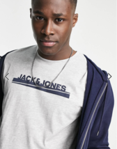 Jack &amp; Jones Mens Crew Neck Gray T-Shirt  &quot;X-Large&quot; - £10.11 GBP