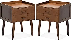 Bamaoo Nightstand Set Of 2, Mid Century Modern Bedside Table With 2 Stor... - $296.99
