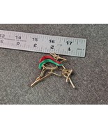 VINTAGE DANECRAFT CHRISTMAS LEAPING REINDEER PIN BROOCH RED GREEN GOLD - £9.53 GBP