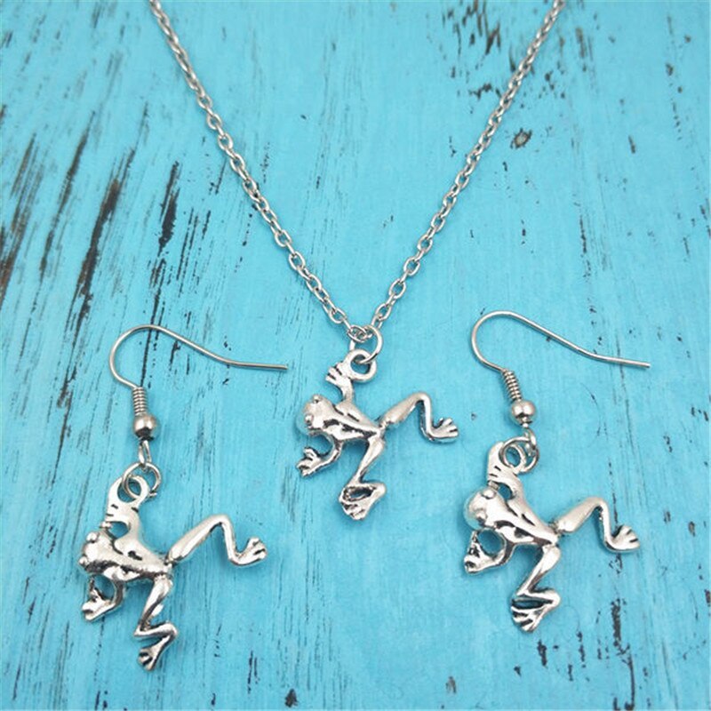 Frog Animal Vintage Earring Necklace Sets Jewelry Set Antique,Fashion Women Chri - £9.28 GBP