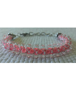 Artisan Hot Coral Seed Beaded Bracelet  6 1/3&quot; - 8&quot;  Wrist Womens/Girls/... - $19.99