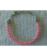  Bracelet Womens 6 1/3&quot; - 7 1/2&quot; Bright Pink Seed Beaded clear drops - $14.99