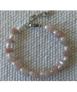 Bracelet 6 1/3" - 8" Rose Quartz and Cultured Pearl  Handmade Gift Elegant  - $19.99