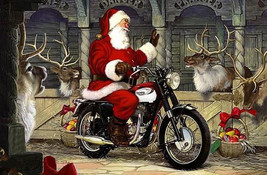 MotorCycle Santa Visits The Reindeer Cross Stitch Pattern***LOOK*** - £2.36 GBP