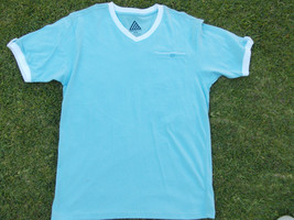 sky blue white short sleeve V neck T-Shirt  Mens pocket short sleeve V-neck  M - £13.16 GBP