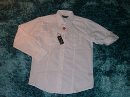 White long sleeve button up shirt White Pin Stripe white long sleeve shi... - $11.75