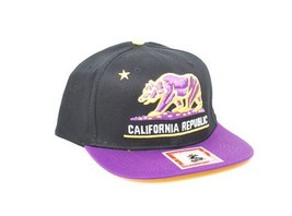 Black State of California Republic Snapback Baseball Hat Snap back Cali Cap NWT - £11.51 GBP
