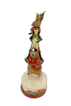 Lou Schifferl Midwest Animals Stack Totem Pole Bear Fox Raccoon Folk Art... - $69.99