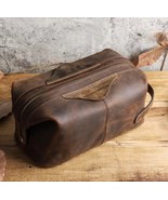 Luxury Brand Cosmetic Bag Crazy Horse Leather - $71.89