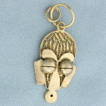 African Mask Charm or Pendant in 18k Yellow Gold - £426.67 GBP