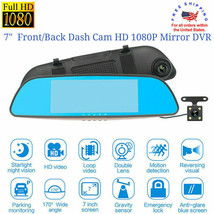 7&quot; Dash Camera Dual Lens Front/Rear Full HD 1080P Mirror Monitor Car Veh... - $57.95