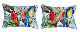 Pair of Betsy Drake Parrot Family Small Pillows 11 Inch X 14 Inch - £55.38 GBP