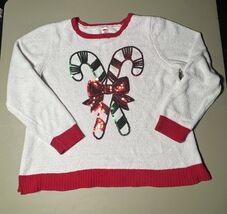 Holiday Time Candy Cane Sweater Women’s XXL (20) White Christmas - $21.75