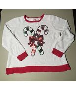 Holiday Time Candy Cane Sweater Women’s XXL (20) White Christmas - $399.49 MXN