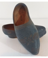 Antique HAND CARVED WOODEN Dutch Shoes CLOGS Decorative BLUE 4.5&quot; Long - €29,78 EUR