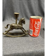 Cast Brass Rocking Horse Candle Holder Saddle Bushy Tail Vintage 6”x5.5” - £11.92 GBP