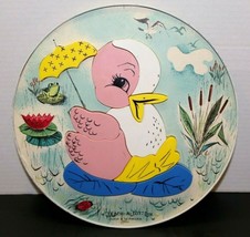 Vintage 1950&#39;s Teach A Tot Toy Duck Puzzle Plastic Metal Tray 10 Piece M... - $24.75