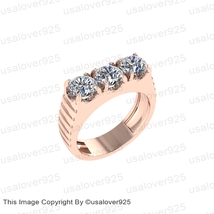White CZ Diamond Round Gemstone Sterling Silver Handmade Unisex Ring - £43.49 GBP