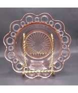 Vintyage Pink Clear Glass Dish With Lattice Border Snack Dish Candy Dish... - $188.09 MXN