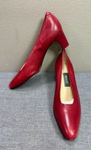 BALLY Rosebud Red Leather Pump Heel Shoes Size 6.5 N Made in Italy - £11.60 GBP