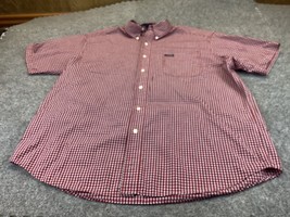Ralph Lauren Chaps Shirt Mens Size XL Easy Care Red Plaid Short Sleeve - £10.82 GBP