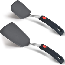 2 Pack Flexible Silicone Spatula Turner, 600°F Heat Resistant Silicone S... - £12.07 GBP