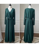 JJs House Dark Green Chiffon Long Sleeve Formal Gown Dress Prom Bridesma... - $34.56