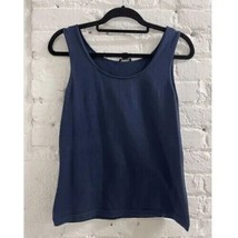 Lafayette 148 New York Women Blue 100% Cotton knit Sweater Tank Top medium - £15.17 GBP