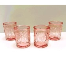 Pink Butterfly Embossed Decorative Glass Votive Holders-Set of (4)-NEW - $8.86